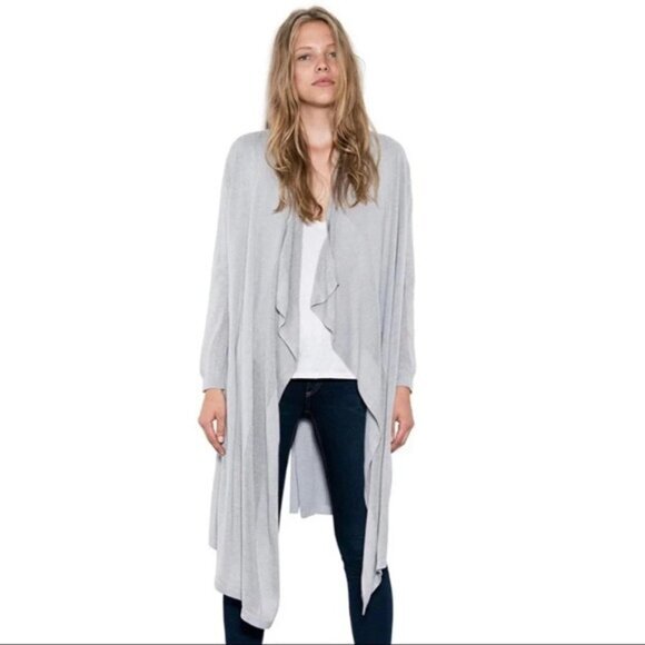 Anthropologie One Grey Day Vesper Cardigan Sweater Belted Duster Draped Gray XS - Picture 3 of 15